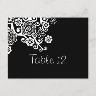 Tarjeta de número de tabla de Boda de flores blanc