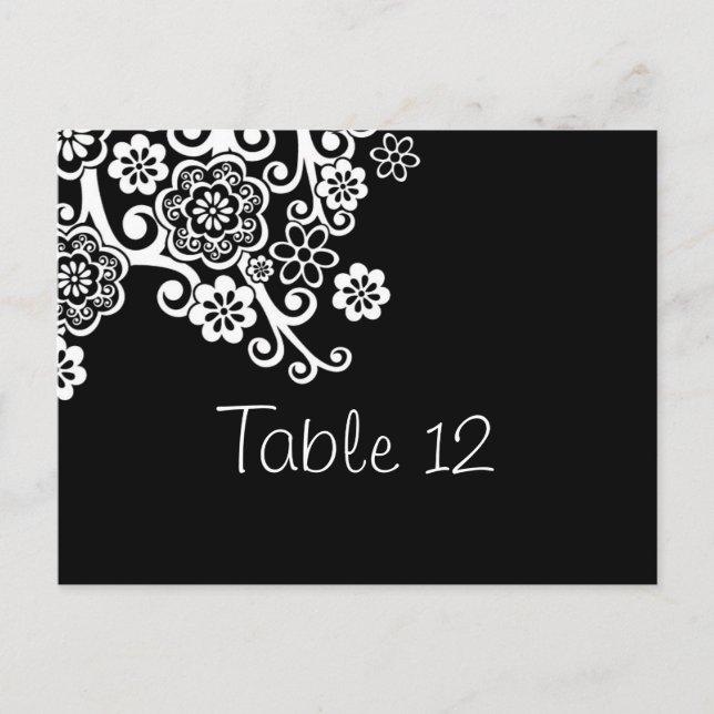Tarjeta de número de tabla de Boda de flores blanc (Anverso)