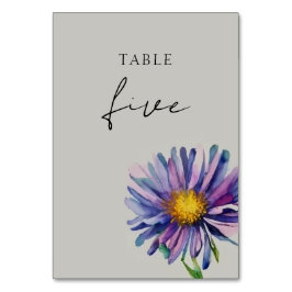 Tarjeta de número de tabla de Boda de flores silve