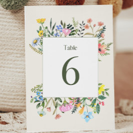 Tarjeta de número de tabla de Boda de flores silve