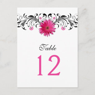 Tarjeta de número de tabla de Boda de Gerbera rosa
