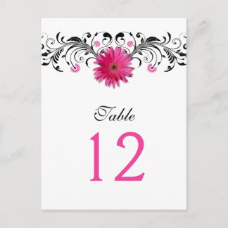Tarjeta de número de tabla de Boda de Gerbera rosa
