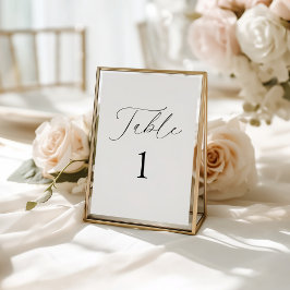 Tarjeta de número de tabla de Boda de guión elegan