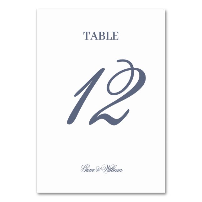 Tarjeta de número de tabla de Boda de guión elegan (Anverso)