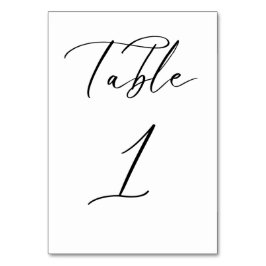 Tarjeta de número de tabla de Boda de guión Minima
