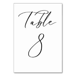 Tarjeta de número de tabla de Boda de guión Minima