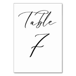 Tarjeta de número de tabla de Boda de guión Minima