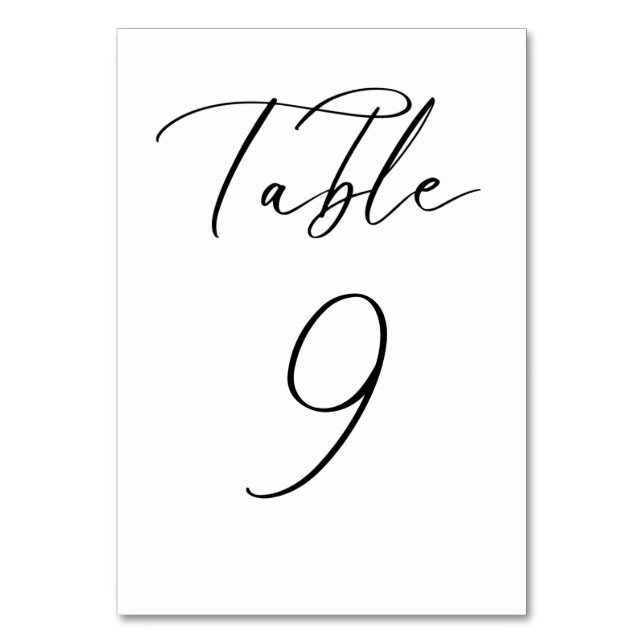 Tarjeta de número de tabla de Boda de guión Minima (Anverso)