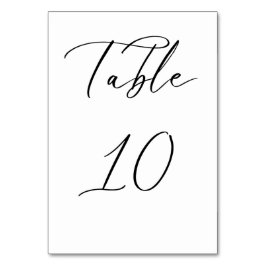 Tarjeta de número de tabla de Boda de guión Minima