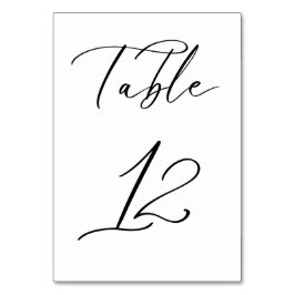 Tarjeta de número de tabla de Boda de guión Minima