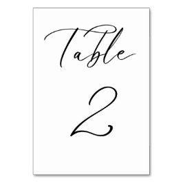 Tarjeta de número de tabla de Boda de guión Minima