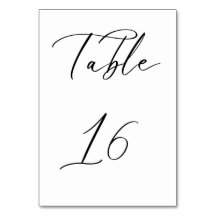 Tarjeta de número de tabla de Boda de guión Minima