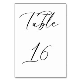 Tarjeta de número de tabla de Boda de guión Minima