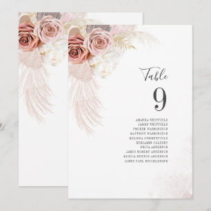 Tarjeta de número de tabla de Boda de hierba de Pa