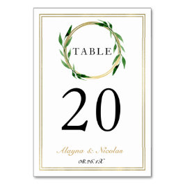 Tarjeta de número de tabla de Boda de la guirnalda