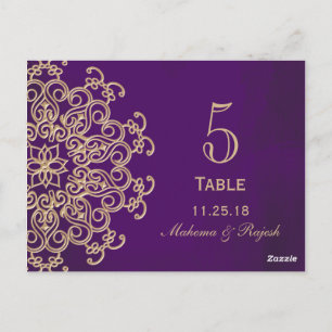 TARJETA DE NÚMERO DE TABLA DE BODA DE LA INDIA DE