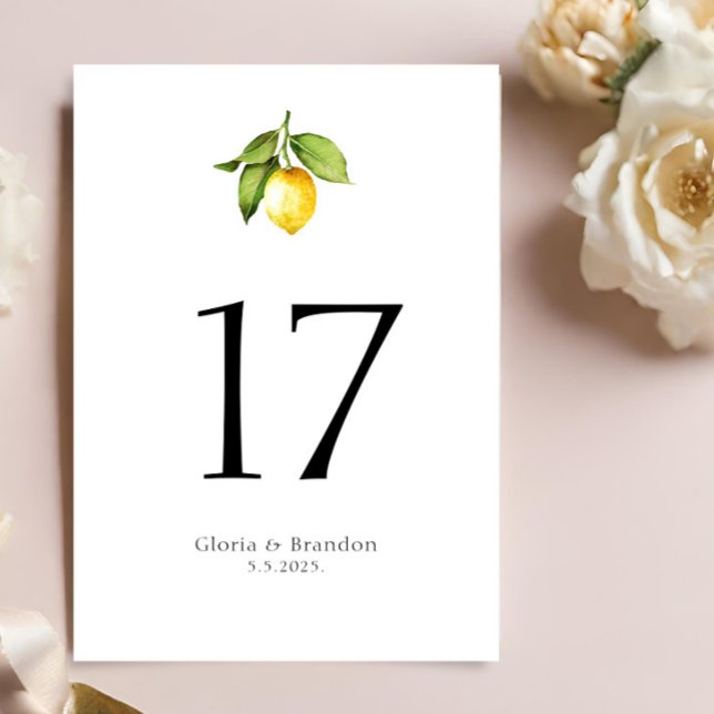 Tarjeta de número de tabla de Boda de limón (Subido por el creador)