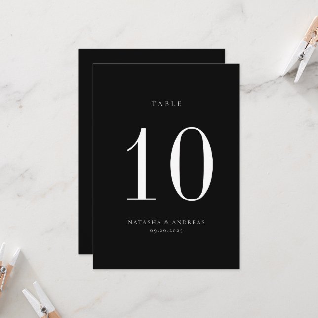 Tarjeta de número de tabla de Boda de Moda contemp (Anverso/Reverso In Situ)