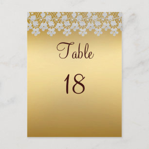 Tarjeta de número de tabla de Boda de oro y encaje