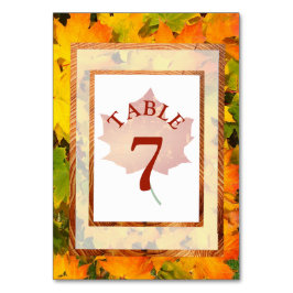 Tarjeta de número de tabla de Boda de otoño de hoj