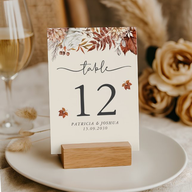 Tarjeta de número de tabla de Boda de otoño rústic (Subido por el creador)