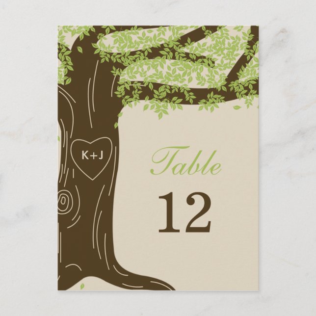 Tarjeta de número de tabla de Boda de roble (Anverso)