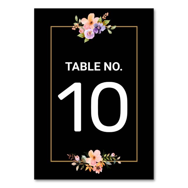 Tarjeta de número de tabla de boda elegante de oro (Anverso)