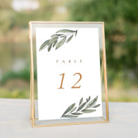 Tarjeta de número de tabla de Boda Evergreen román
