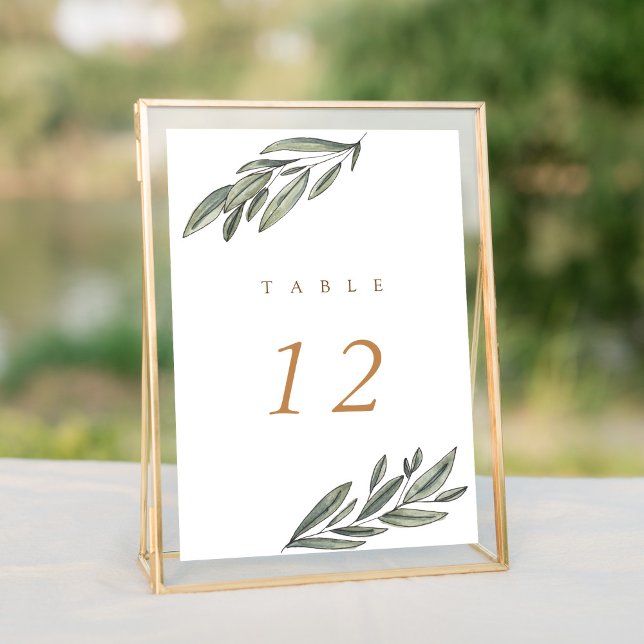 Tarjeta de número de tabla de Boda Evergreen román (Subido por el creador)