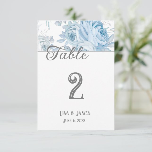 Tarjeta de número de tabla de Boda floral (Anverso de pie)
