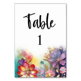 Tarjeta de número de tabla de boda floral