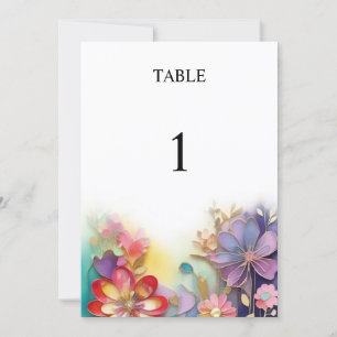 Tarjeta de número de tabla de boda floral