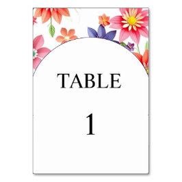 Tarjeta de número de tabla de boda floral