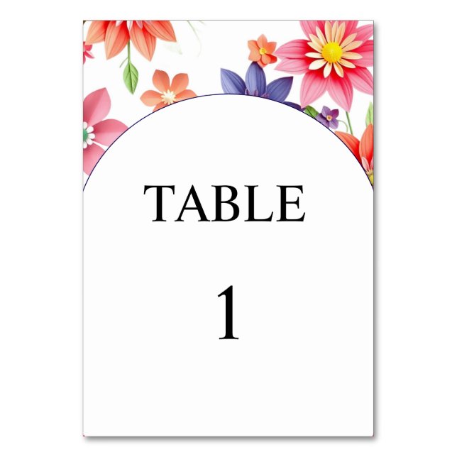 Tarjeta de número de tabla de boda floral (Reverso)