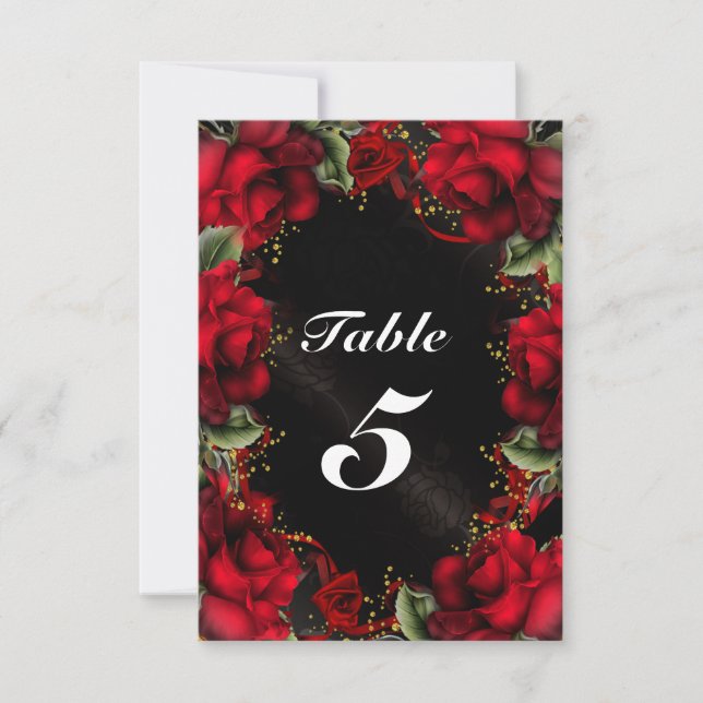 Tarjeta de número de tabla de Boda floral de rosas (Anverso)