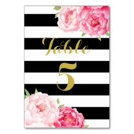 Tarjeta de número de tabla de Boda floral rosa de 