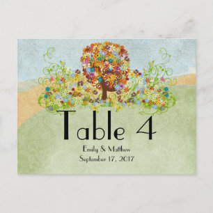 Tarjeta de número de tabla de Boda forestal encant