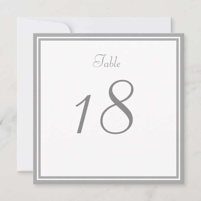 Tarjeta de número de tabla de Boda gris pálido (Anverso)
