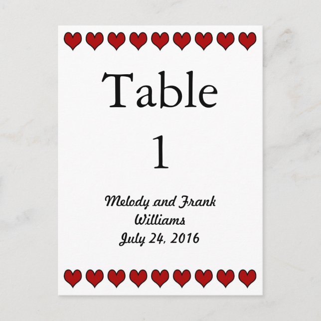 Tarjeta de número de tabla de boda | Guión negro (Anverso)