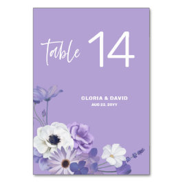 Tarjeta de número de tabla de Boda morado