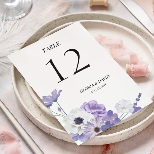 Tarjeta de número de tabla de Boda morado (Subido por el creador)