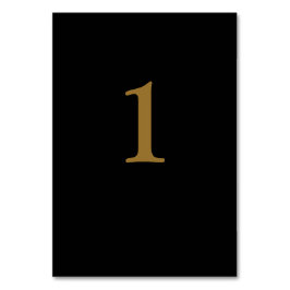 Tarjeta de número de tabla de Boda negro/dorado