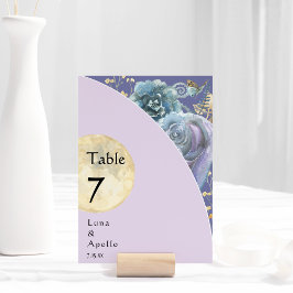 Tarjeta de número de tabla de Boda púrpura caprich