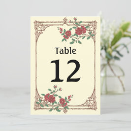 Tarjeta de número de tabla de Boda romántico medie