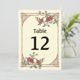 Tarjeta de número de tabla de Boda romántico medie