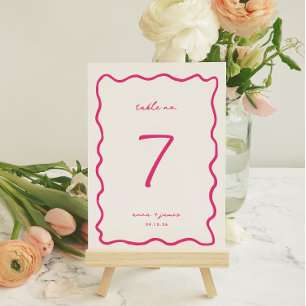 Tarjeta de número de tabla de Boda rosa caprichoso