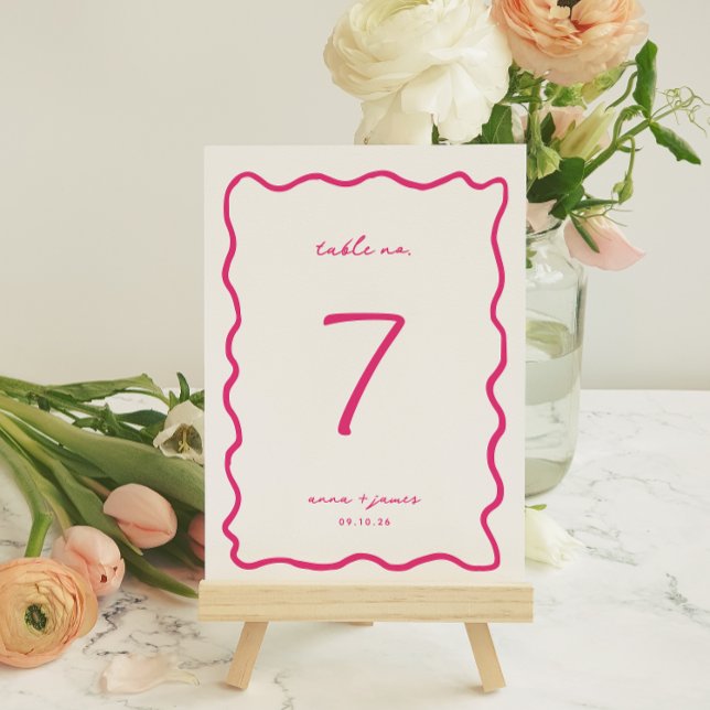 Tarjeta de número de tabla de Boda rosa caprichoso (Subido por el creador)