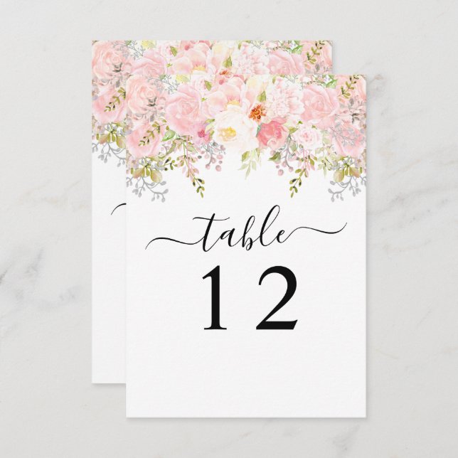 Tarjeta de número de tabla de Boda rosado Peony Ru (Anverso / Reverso)