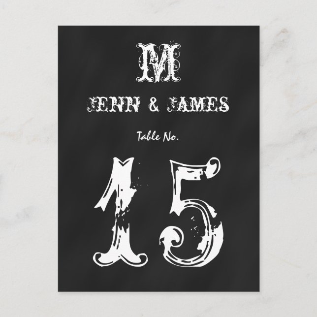 Tarjeta de número de tabla de Boda ruso de Chalkbo (Anverso)