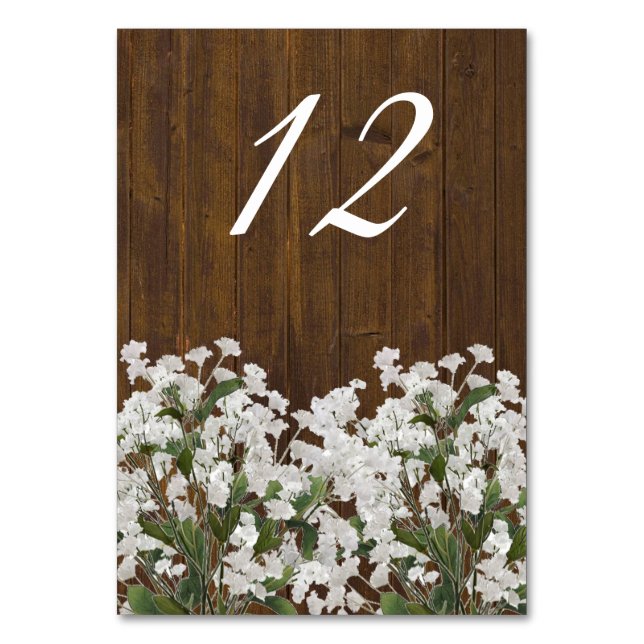 Tarjeta de número de tabla de Boda Rústico de Resp (Anverso)